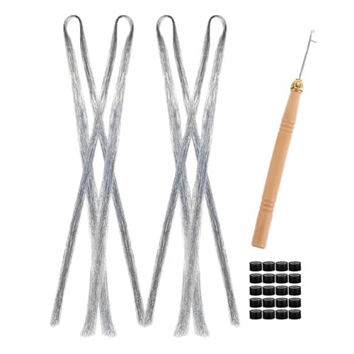 Yardenfun 1satz Glitzer Haarsträhnen Mit Pet Tinsel Häkelnadel Und Haar-ringen Funkelnde Haarverlängerungen Für Partys Und Besondere Anlässe Einfache Anwendung Für Kreative Styles von Yardenfun