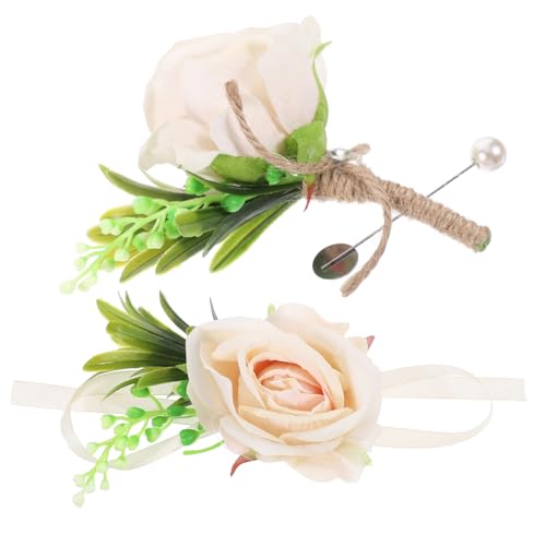 Yardenfun 1 Satz Künstliches Blumen Corsage Boutonniere Set Hochzeitsarmband Ansteckblume Champagnerfarbe Teiliges Set für Braut Brautjungfern und Besondere Anlässe Yardenfun 1 Satz Künstliches Blumen Corsage Boutonniere Set Hochzeitsarmband Ansteckblume Champagnerfarbe Teiliges Set für Braut Brautjungfern und Besondere Anlässe von Yardenfun