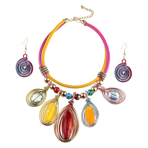 Yardenfun Ohrringe Und Halskette Satz Für Frauen Trendiger Statement Schmuck Handgefertigte Tropfenohrringe Geschenkidee Für Valentinstag Modischer Schmuck Für Besondere Anlässe von Yardenfun