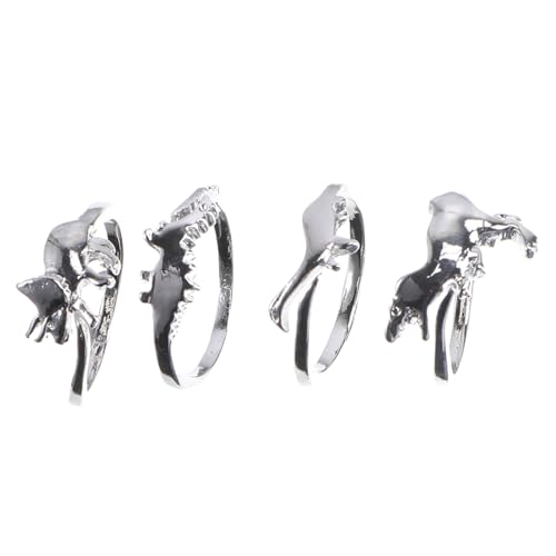 Yardenfun 1 Satz Verstellbares Teiliges Dinosaurier Ringe Damen Modeschmuck Kreative Dinosaurierform Schmuck Für Frauen Und Mädchen 4 Stück von Yardenfun