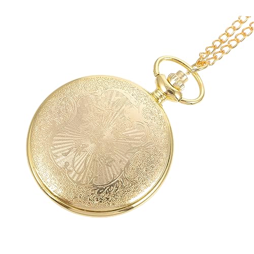Yardenfun 1pc Vintage Zug Muster Taschenuhr Goldene Hängende Uhr Für Decor Souvenir Brust Uhr von Yardenfun