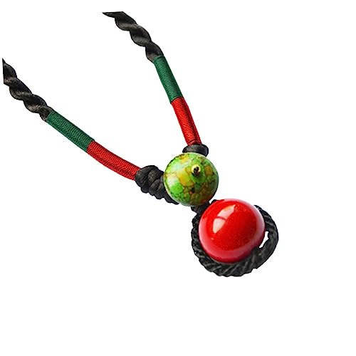 Yardenfun 1 Stück Ethnische Retro Halskette für Frauen Handgewebte Braided Schmuck mit Roten Perlen Stilvolle Persönlichkeitskette für Reisen von Yardenfun