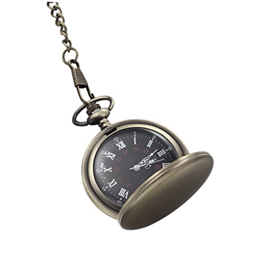 Yardenfun Retro Taschenuhr Mit Zwei Gesichtern Glatter Legierung Klassische Zarte Quarz Taschenuhr in Bronzefarbe Modernes Und Antikes Design Als Und Dekoration von Yardenfun