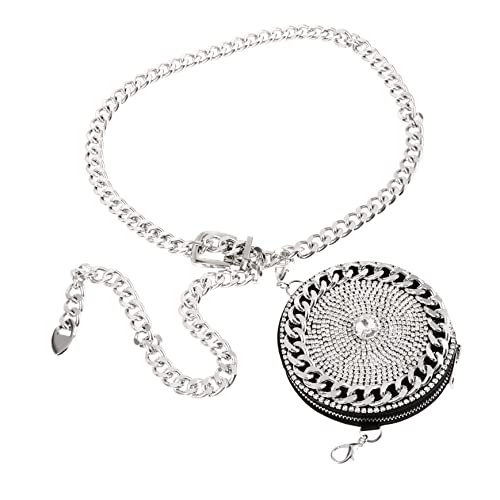 Yardenfun Kleiner Gürteltasche mit Kette und Strass für Damen Tragbare Umhängetasche für Partys Reisen und Verabredungen von Yardenfun