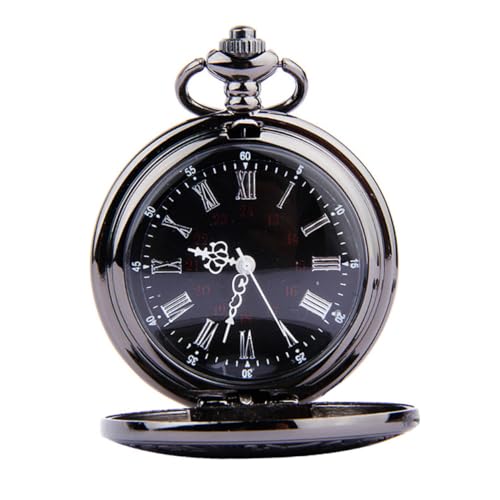 Yardenfun Runde Taschenuhr Mit Römischen Ziffernblatt Und Retro Klassischem Design Doppelte Anzeige Mit Arabischen Ziffern Robuste Und Praktische Materialien Klappbare Uhr Mit Dicker Kette f von Yardenfun