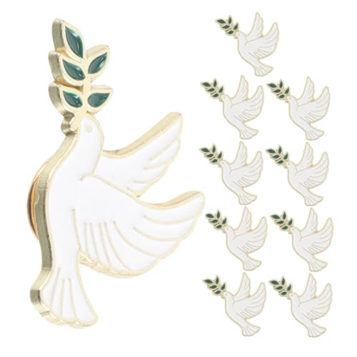 Yardenfun 10 Stück Broschen Peace Dove Anstecknadeln Metall Vintage Friedens Taube mit Olivenzweig für Damen und Herren Tier Schmuck Pins für Kleidung Jacken Rucksäcke Alltag und von Yardenfun