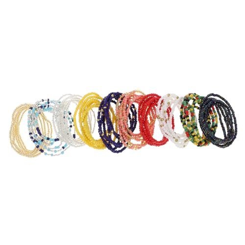 Yardenfun 10 Stück Bunte Reisperlen Körperketten Leichte Beaded Waist Chains Vielseitig für Strand Party Abendkleider Handgefertigte Schmuckgürtel Damen Accessoire von Yardenfun