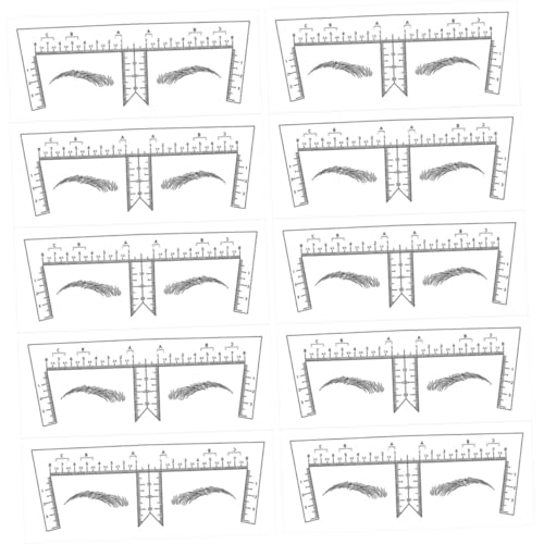 Yardenfun 10 Stück Teiliges Augenbrauenlineal aus Stabilem PVC Präzise Mess und Positionierungshilfe für Professionelle Augenbrauen Formung und Exaktes Mapping Weiße Einweg Aufkleber für von Yardenfun