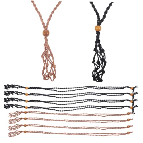 Yardenfun 10 Stück Teiliges Einstellbare Netzkordel Halskettenanhänger für DIY Stein Halter Schmuckherstellung Großer Natürlicher Stein Netzkorb in Schwarz und Braun Handgewebt und von Yardenfun