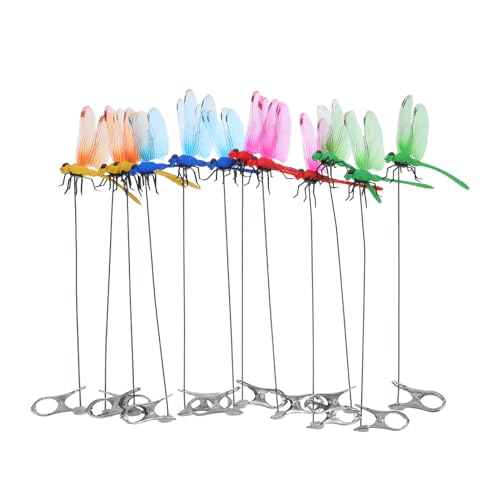 Yardenfun 12 Künstliche Libellenklammern 3D Realistische Libellenstatue Auf Stangen – Bunte Hutklammern Als Dekoration Für Garten Und Im Freien von Yardenfun