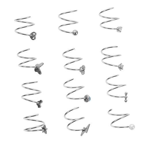 Yardenfun 12 Stück Teiliges Doppelten Nasenringen Spiral Nasenringe für Einfaches Piercing Ohrringe für Frauen Hypoallergen und zu Tragen von Yardenfun