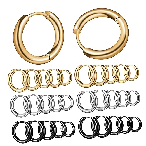 Yardenfun 15paare Silberne Creolen Aus Titanstahl Für Herren Knorpelohrringe Große Kreisform Vielseitig Tragbar Für Urlaub Und Anlässe Yardenfun 15paare Silberne Creolen Aus Titanstahl Für Herren Knorpelohrringe Große Kreisform Vielseitig Tragbar Für Urlaub Und Anlässe von Yardenfun