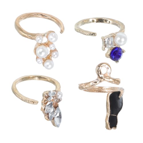 Yardenfun 16 Stück Teiliges Verstellbares Perlen Finger Ring Set Damen Schmuck Offene Ringschiene Stilvolle Knöchelringe für Mädchen und Frauen Vielseitig für Party Hochzeit Alltag von Yardenfun