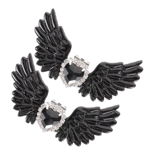 Yardenfun 1Paar Wings Schuhclips für Frauen Dekoration für Stiefel Herz Schnallen mit Schwarzen Strasssteinen für Partys Hochzeiten von Yardenfun