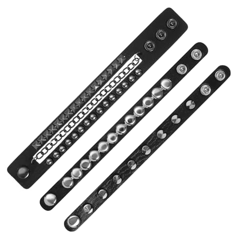 Yardenfun Nietenarmband Aus Kunstleder Für Herren Punk-armband Mit Nieten Für Männer Armband Mit Nieten Für Frauen Halloween-armband Handgelenk-dekor von Yardenfun