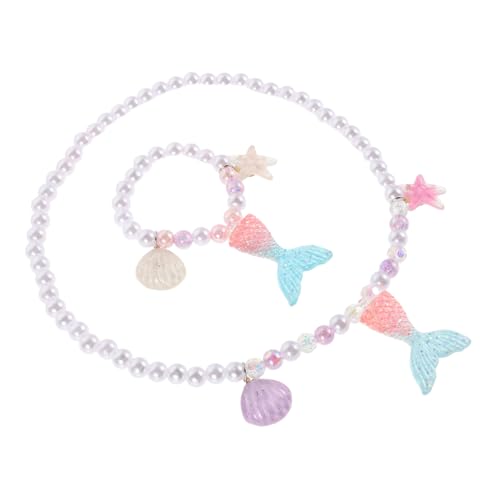 Yardenfun 1Satz Mermaid Schmuckset für Teiliges Set mit Halskette Armband Ohrringen Ring Süßes Design Langlebige Materialien Vielseitig Kombinierbar für Geburtstagsfeiern von Yardenfun