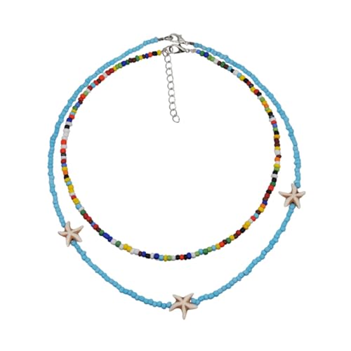 Yardenfun Halskette Damen Bohemia Style Perlenkette Schlüsselbeinkette Doppellagig Für Partys Verabredungen Büro Reisen Alltagskleidung von Yardenfun