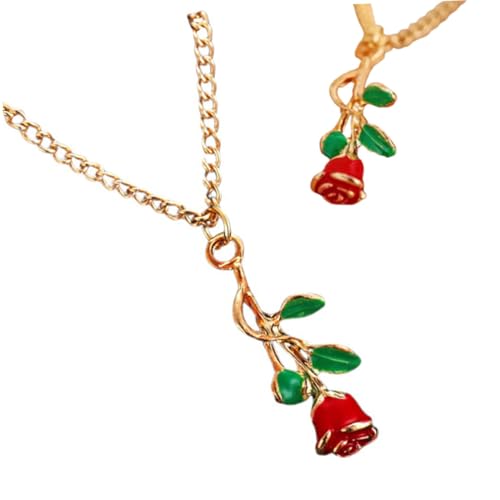 Yardenfun 1Stk Rosenhalskette Rosenanhänger goldenes Medaillon Goldkette Rosenschmuck geschenkt Halsketten Gold Rose pendant necklace Antique pendant necklace Rosenkette Vintage Halskette von Yardenfun