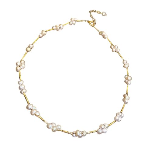 Yardenfun Perlen Schlüsselbein Kette Für Frauen Blumen-design Halskette Mit Perlenanhänger Choker Schmuck Für Mädchen Hochzeit Und Party Accessoires von Yardenfun