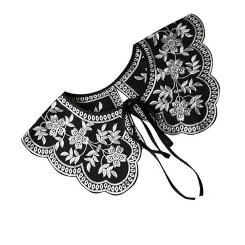 Yardenfun Retro Falscher Kragen Aus Stickerei Für Damen Elegantes Kleidungszubehör Im Floral-design Leicht Atmungsaktiv Und Vielseitig Kombinierbar Für Blusen Kleider Und Pullover Schwarz von Yardenfun
