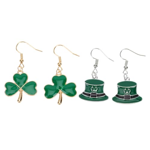 Yardenfun 2 Paare Festliche Ohrringe für Patrick's Day Kleeblatt Ohrringe Legierung Dekorative Ohrstecker für Damen für Partys und Feiern von Yardenfun