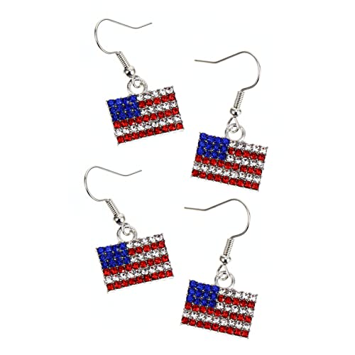 Yardenfun 2 Paare Kreative Ohrhänger mit Amerikanischer Flagge und Strasssteinen Ohrringe für Damen für Feiertage und Besondere Anlässe von Yardenfun