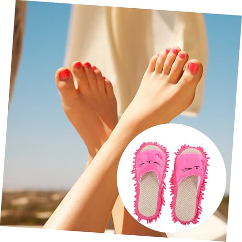 Yardenfun 2 Paare Mop Slippers Bodenreinigungsschuhe Rutschfest Langlebig Wiederverwendbar für Damen Rosa Praktische Hausschuhe zum Wischen von Fliesenböden von Yardenfun