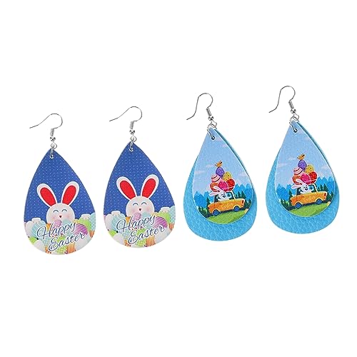 Yardenfun 2 Paare Ostern Tropfenförmige Ohrringe Wasserfallform Leichte Party Ohrschmuck Damen Kostüm Zubehör von Yardenfun