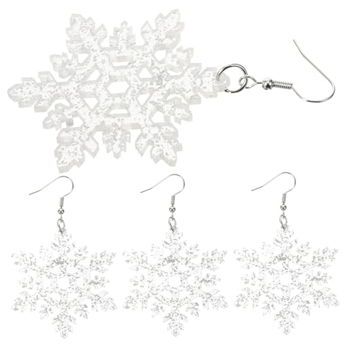 Yardenfun 2 Paare Weihnachtsohrringe Stilvolle Schneeflocken Ohrhänger Pailletten Schmuckstücke für Festliche Anlässe von Yardenfun