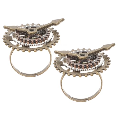 Yardenfun Retro Steampunk Ring 2 Stück Kreativer Uhr Fingerring Aus Legierung Für Damen Vintage Zahnrad Design Punk Schmuck Für Besondere Anlässe von Yardenfun