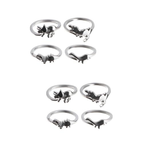 Yardenfun 2 Sätze Einstellbare Dinosaurier Ringe Teiliges Damen Schmuck Mit Zartem Dinosaurier Design Stegosaurus Tyrannosaurus Brontosaurus Triceratops Filigrane Tiermotive Für 4 Stücke * 2 von Yardenfun