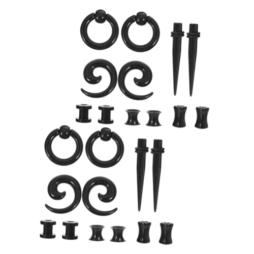 Yardenfun 2 Sätze Ohrlochdehner Set Teilig Schwarz Ear Stretchers Piercing Tunnel Schmuck für Damen Herren Leicht Strapazierfähig Vielseitig für Alltag Party Date von Yardenfun