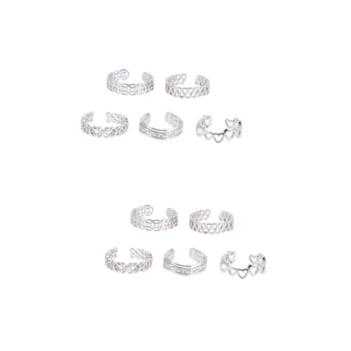 Yardenfun 2 Sätze Teiliges Verstellbares Zehenring Damen Fußschmuck Aus Hochwertiger Legierung Vielseitig Kombinierbar Langlebig Für Sommer Strand Partys Und Alltag Knöchel 5 Stück * 2 von Yardenfun