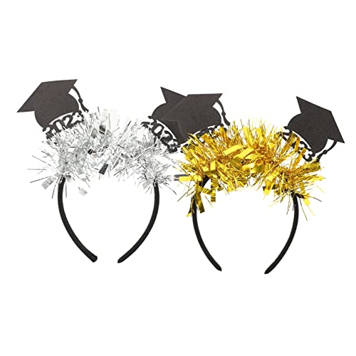 Yardenfun 2st 2023 Abschluss Stirnbänder Mini-sombrero-hüte Haarschmuck Für Studenten Party-haarband Abschluss Kopfschmuck Haarverzierung Schöne Haarreifen Kind Buchstabe Latte-kunst Leiner von Yardenfun