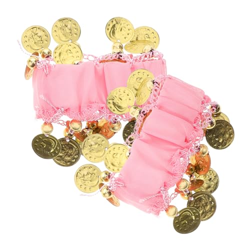 Yardenfun 2 Stück Bauchtanz Armbänder mit Münzen Chiffon Tanzschmuck für Bühnenauftritte Halloween Weihnachts Tanzzubehör Armschmuck für Damen von Yardenfun