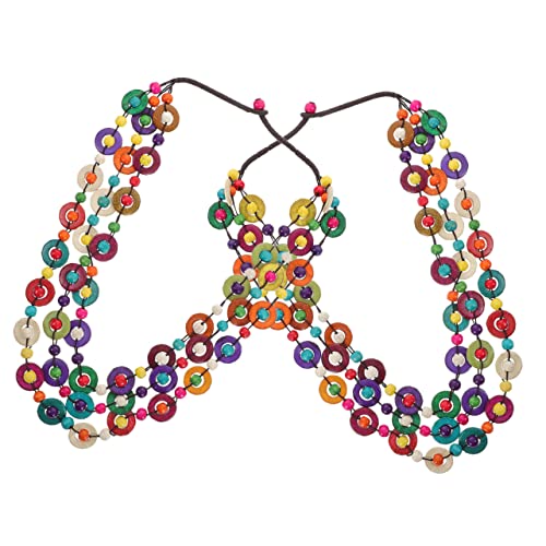 Yardenfun 2 Stück Bohemian Kokosnuss Holzperlen Halskette Mehrfarbige Mehrschichtige Damenkette Ethnischer Schmuck für Sommerpartys und Besondere Anlässe von Yardenfun
