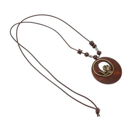 Yardenfun 2 Stück Boho Anhänger Holz Rosen Pullover Lange Halskette Handgefertigt Modeschmuck Accessoires Für Damen Und Herren von Yardenfun