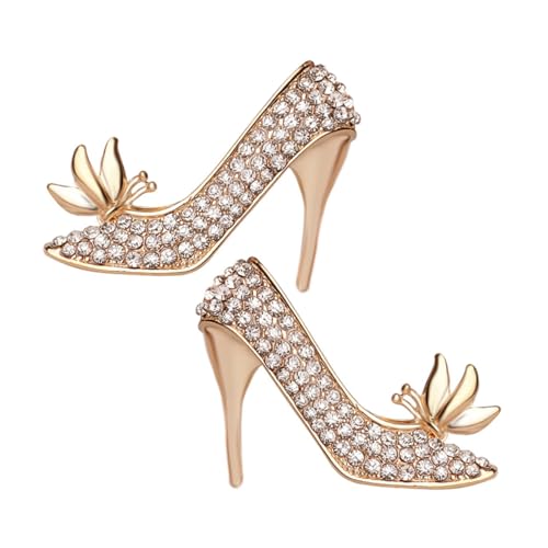 Yardenfun 2 Stück Broschen für Damen Hochzeits Accessoire High Heels Brosche mit Funkelnden Strasssteinen Langlebige Zinklegierung Schuhform Vielseitig für Kleidung und Taschen von Yardenfun