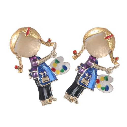 Yardenfun 2 Stück Cartoon Mädchen Brosche aus Langlebiger Legierung Modische Anstecknadel für Kleidung Minimalistisches Design Farbenfrohe Mädchen form Stilvolle Accessoires für Damen und von Yardenfun