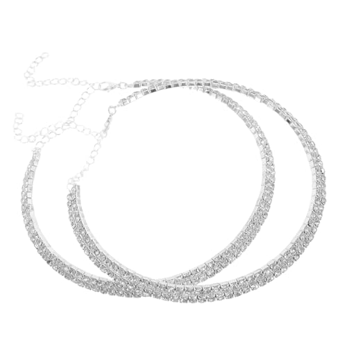 Yardenfun 2stücke Kette Mit Kristallanhänger Für Damen Funkelnder Strassschmuck Doppellagige Halskette Mit Verstellbarer Als Für Brautjungfern Oder Weihnachten von Yardenfun