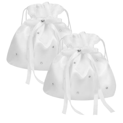 Yardenfun 2 Stück Elegante Stoff Kordelzug Brauttaschen für Damen Geräumige Formelle Abendhandtaschen als Hochzeitsaccessoire Weiche Langlebige Stoffbeutel für Braut und Brautjungfer von Yardenfun