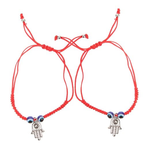 Yardenfun 2 Stück Evil Eye Armbänder Verstellbare Schnurarmbänder Freundschaftsarmbänder für Männer Frauen Unglück von Yardenfun