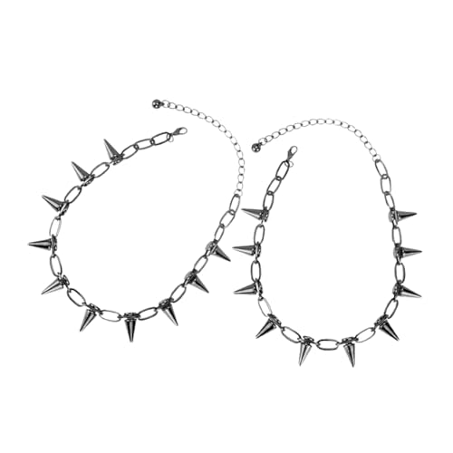 Yardenfun 2 Stück Exaggerierte Punk Halskette für Frauen Choker mit Spike Design Schmuck für Partys und Konzerte Vintage Accessoire von Yardenfun