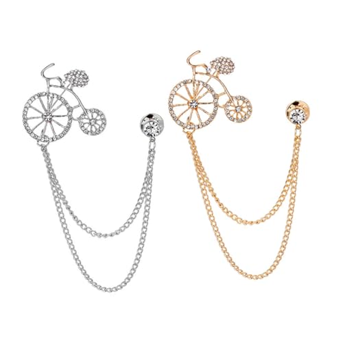 Yardenfun 2 Stücke Damen Kleidung Brosche Fahrrad Broschen Kreatives Design mit Ketten und Fahrrad für Anlässe Brustnadel für Hochzeiten Abschlussbälle und von Yardenfun