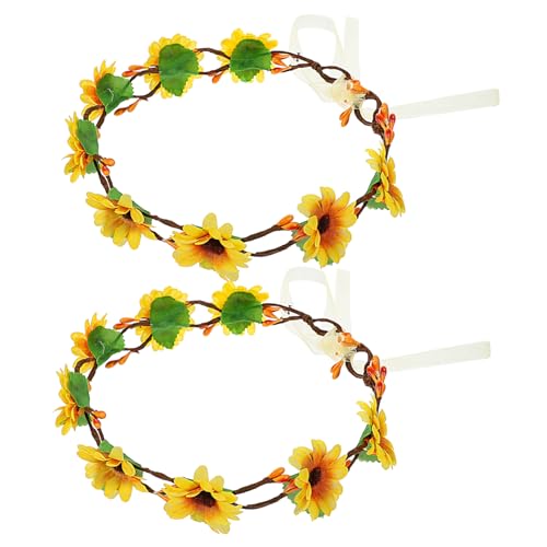 Yardenfun 2 Stück Girlanden Stirnband Mädchen Kranz Kopfschmuck Braut Stirnband Sonnenblumen Kranz Kopfschmuck Blumen Haarband Foto Kranz Sonnenblumen Kranz Stirnband Sonnenblumen von Yardenfun