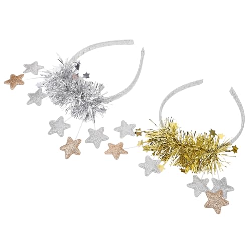 Yardenfun 2 Stück Glitzernde Stern Haarreifen für Neujahrsfeier Festlicher Kopfschmuck Damen Mädchen Komfortabel und Strapazierfähig für Party und Feiertage von Yardenfun