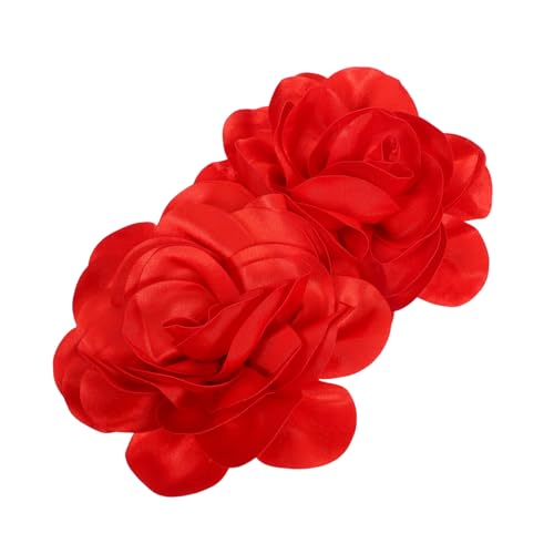 Yardenfun 2 Stück Große Handgemachte Satin Blumenbroschen Stoff Anstecknadeln für Damen Vielseitig Einsetzbar zu Hochzeit Party Kleid Mantel Schal und Tasche Sichere Befestigung von Yardenfun