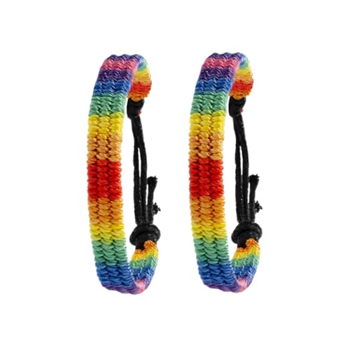 Yardenfun 2 Stück Handgefertigte Geflochtene Regenbogen Armbänder Lgbt Pride Freundschaftsarmbänder für Männer und Frauen Farbenfrohe Homosexuell Handgelenk Schmuck von Yardenfun