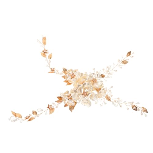 Yardenfun 2 Stück Handgefertigtes Braut Haarband mit Goldfarbenen Simulationsperlen Floraler Haarschmuck für Frauen und Mädchen Komfortabel Vielseitig Passend zu Klassischen und Modernen von Yardenfun