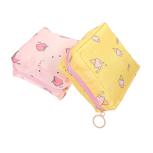 Yardenfun 2 Stück Hygienebeutel für Damen Kreative Aufbewahrungstaschen für und Binden Tragbar und Leicht für Unterwegs Gelb Eiscreme von Yardenfun